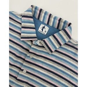 Sharp Lad Polo Shirt Mens Large Blue Pink Striped Preppy Soft‎ Colorful NEW